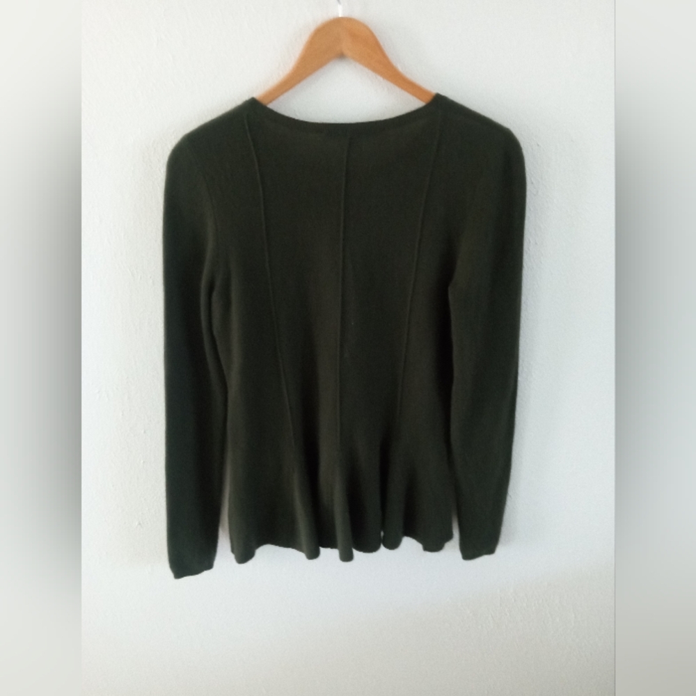 ANTONIO MELANI 100% Cashmere Peplum Hem Sweater Moss Green | S - Picture 5 of 8